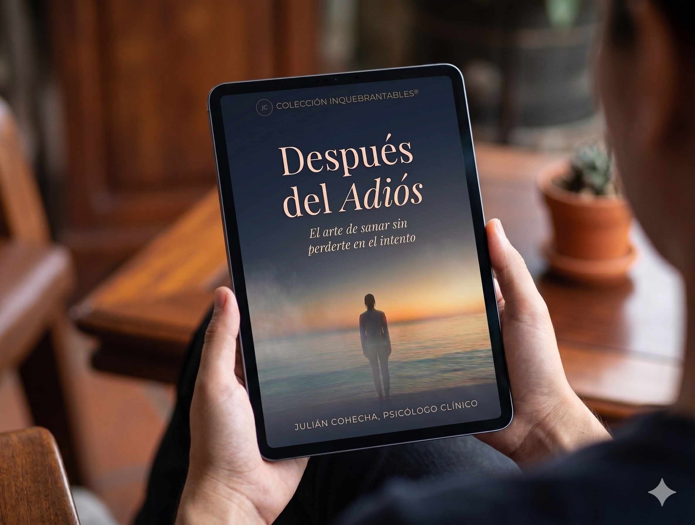 Persona leyendo Después del Adiós en tablet